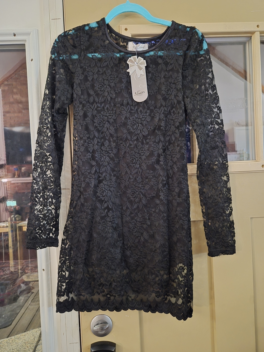 RJ Story Black Lace Dress Long Sleeve Fitted Mini NWT
